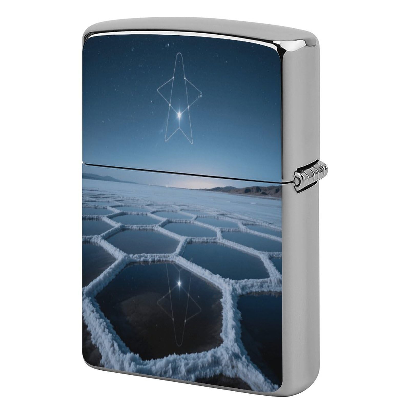 Fekiloot Style Hexagonal Salt Pools Lighter Case Cover Metal Lighter Case
