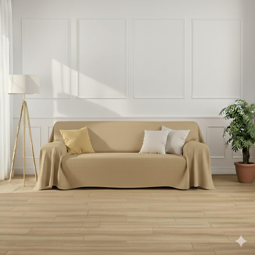 Farè - Telo Salva Divano - Copridivano IMPERMEABILE in tessuto arredo Antimacchia ideale per cani, gatti e bambini - Made in Italy | 350 x 270 cm | ARMOR tortora