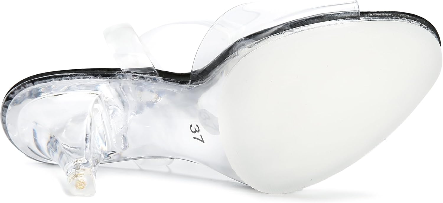 NBUUNBU Clear Heels For Women Ankle Strap Heels Sexy Transparent Platform Strappy Heel Sandals Open Toe Slingback Stiletto Comfy Dress Shoes High Pump Slip On Mules - Image 6