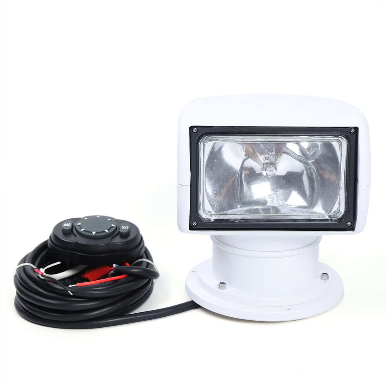 SHZICMY Boot Suchscheinwerfer Arbeitsleuchte 12V 100W Elektrischer Fernbedienung Halogen Suchscheinwerfer Outdoor Marine Scheinwerfer Arbeitslampe für Boot Auto LKW (Weiß)