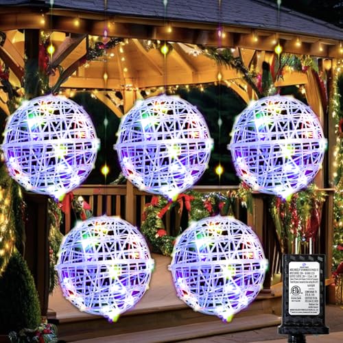 Boules lumineuses de Noël multicolores 200 DEL décoration étanche pour arbre et porte d'entrée