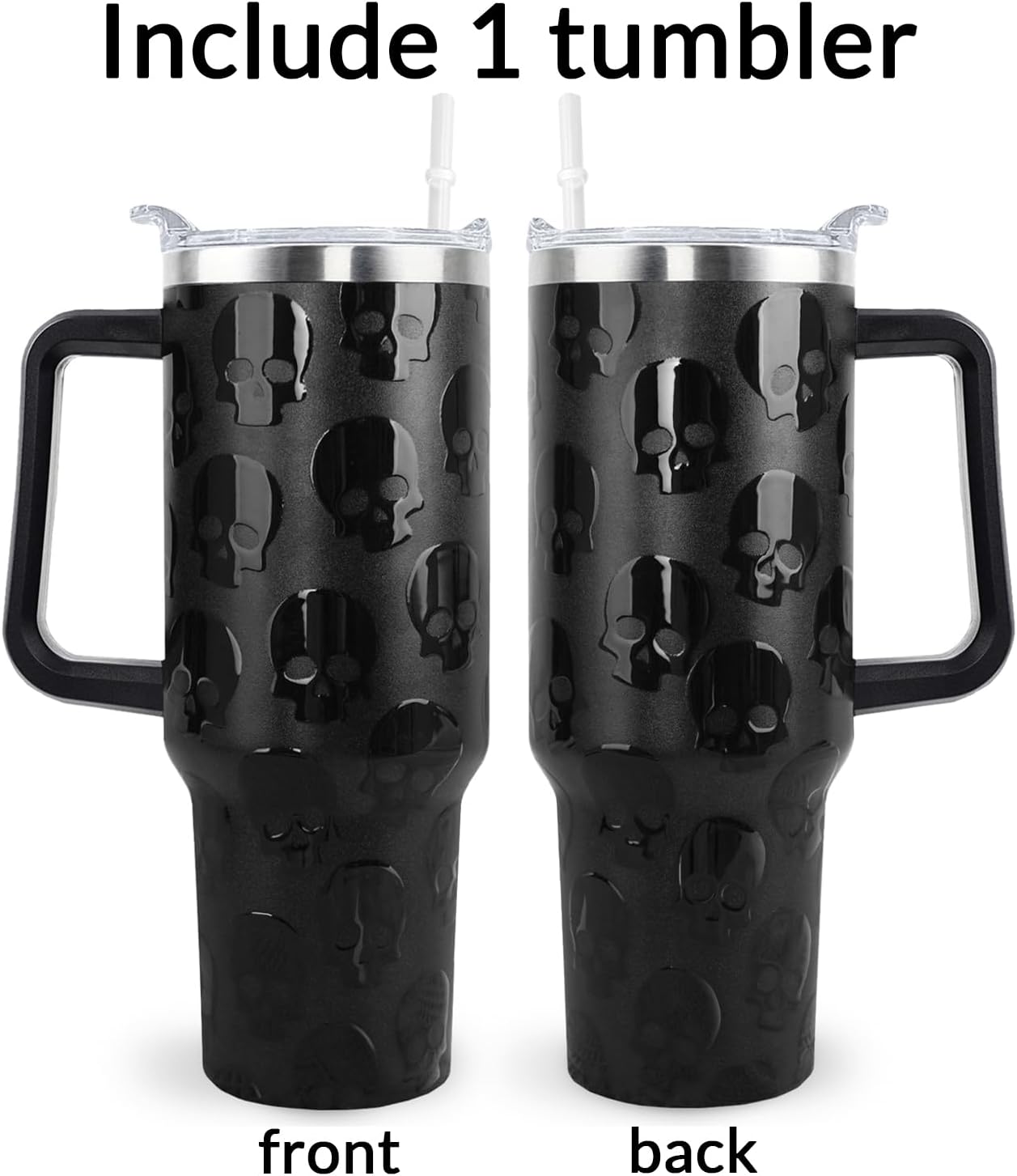 Goth Gifts Goth Tumbler Halloween Tumbler 40 Oz 3d-Printed Skull Gifts Cup For Women Men Spooky Skeleton Travel Mug with Handle Lid and Straw - Image 2