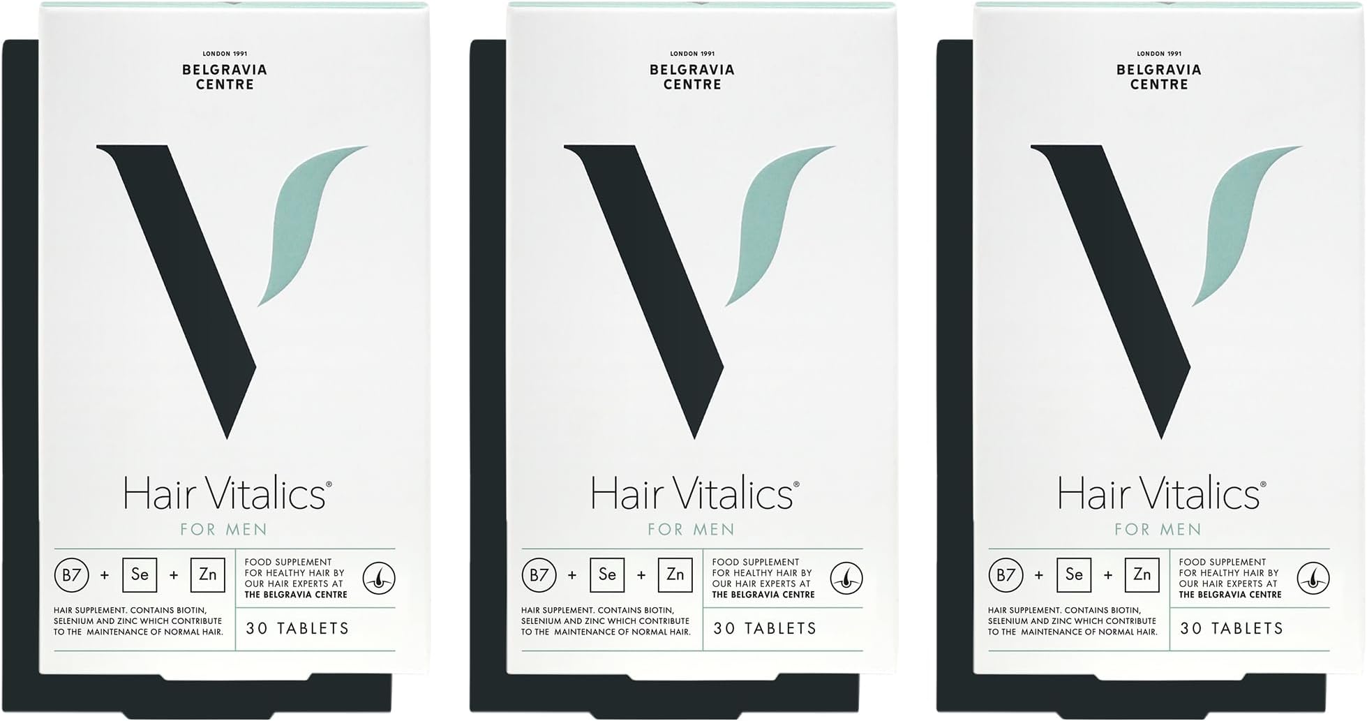 for Men (3 Month) - Hair Growth Supplement from The Belgravia Centre - The UK's Leading Hair Loss Clinic | Containing Pumpkin Seed Extract, Biotin, Zinc, Selenium and More