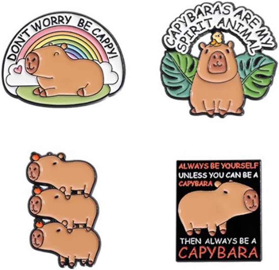 Cartoon Capybaras Enamel Pin Capybaras Are My Spirit Animal Don't Worry Be Cappy Brooches Lapel Badge Cute Ainmal Jewelry Gifts for Lover Girl Friends