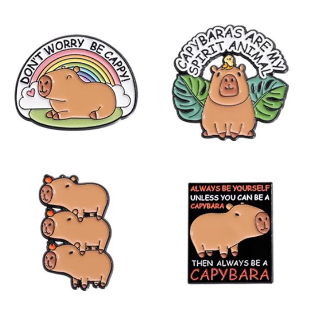 Cartoon Capybaras Enamel Pin Capybaras Are My Spirit Animal Don't Worry Be Cappy Brooches Lapel Badge Cute Ainmal Jewelry Gifts for Lover Girl Friends