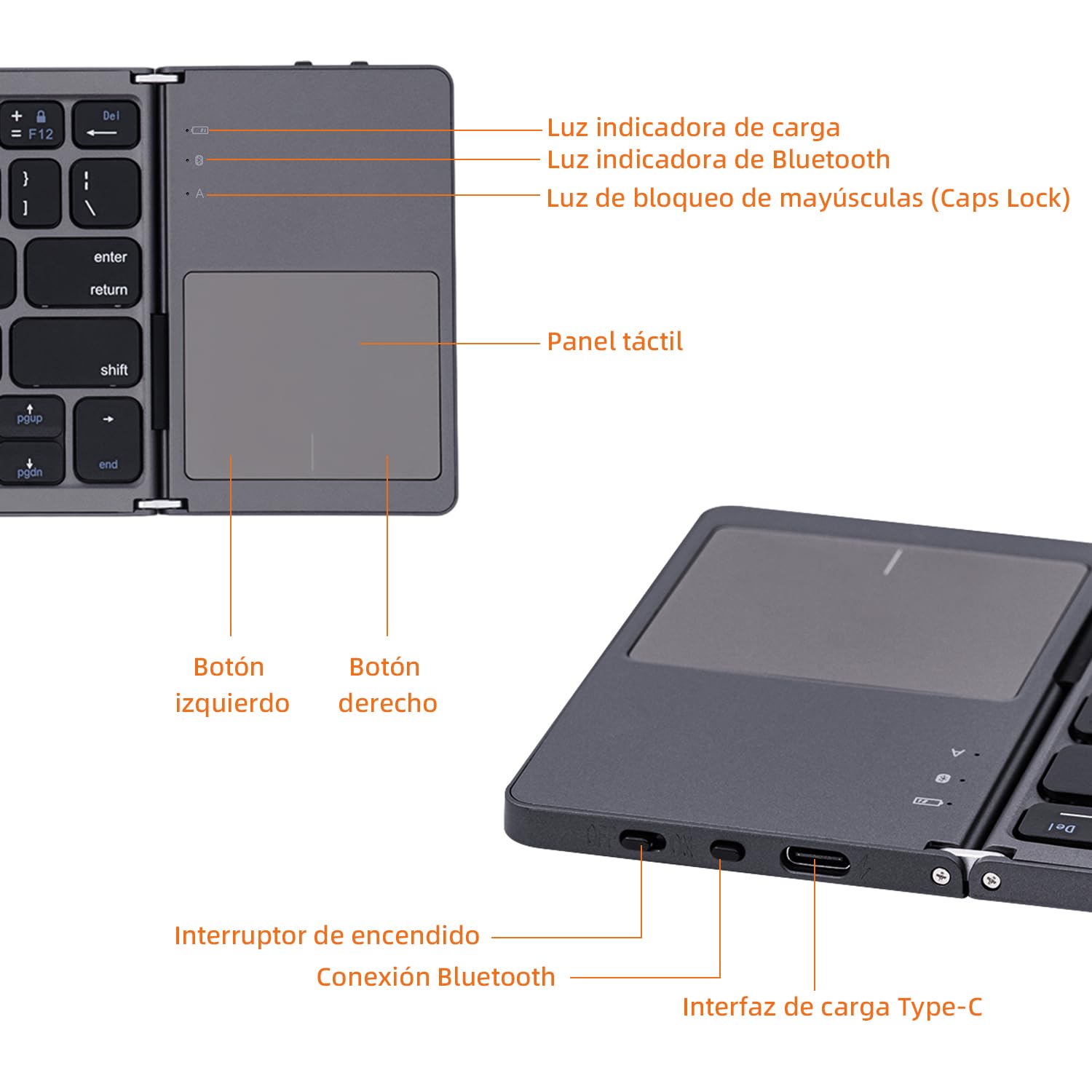 Mcbazel Teclado Bluetooth Plegable,Teclado Inalámbrico Portátil Ultra Delgado con Teclado Numérico, Compatible con Mac, iOS, Android, Windows