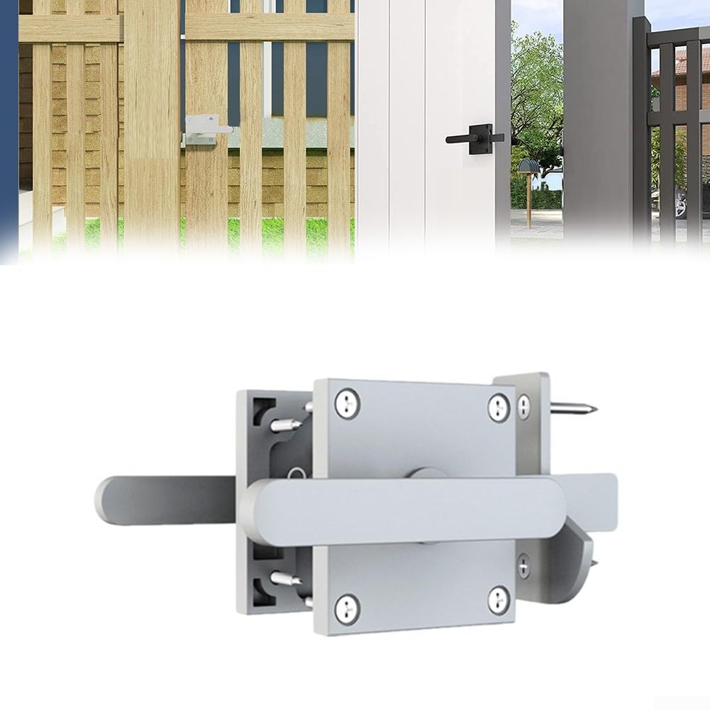 Loquet de porte double face de jardin, matériel de porte battante robuste, loquet de porte en bois, loquet de porte de jardin (noir)