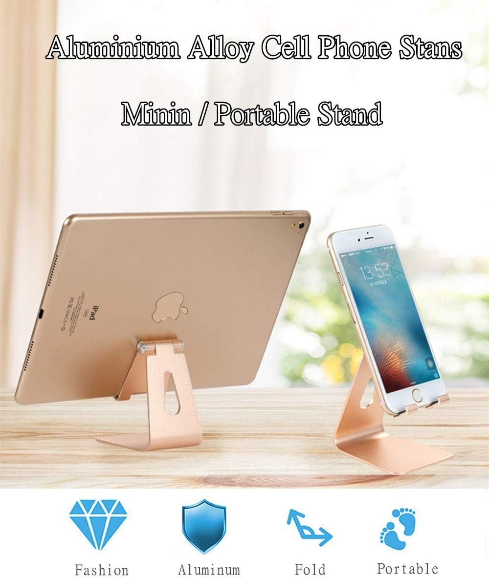 Cell Phone Stand Holder Aluminum Phone Deck Cradle, Adjustable Desktop Stand Compatible with iPhone 14 13 12 11 Pro MAX Mini,iPad Mini, Other Smart Phone (Glod)