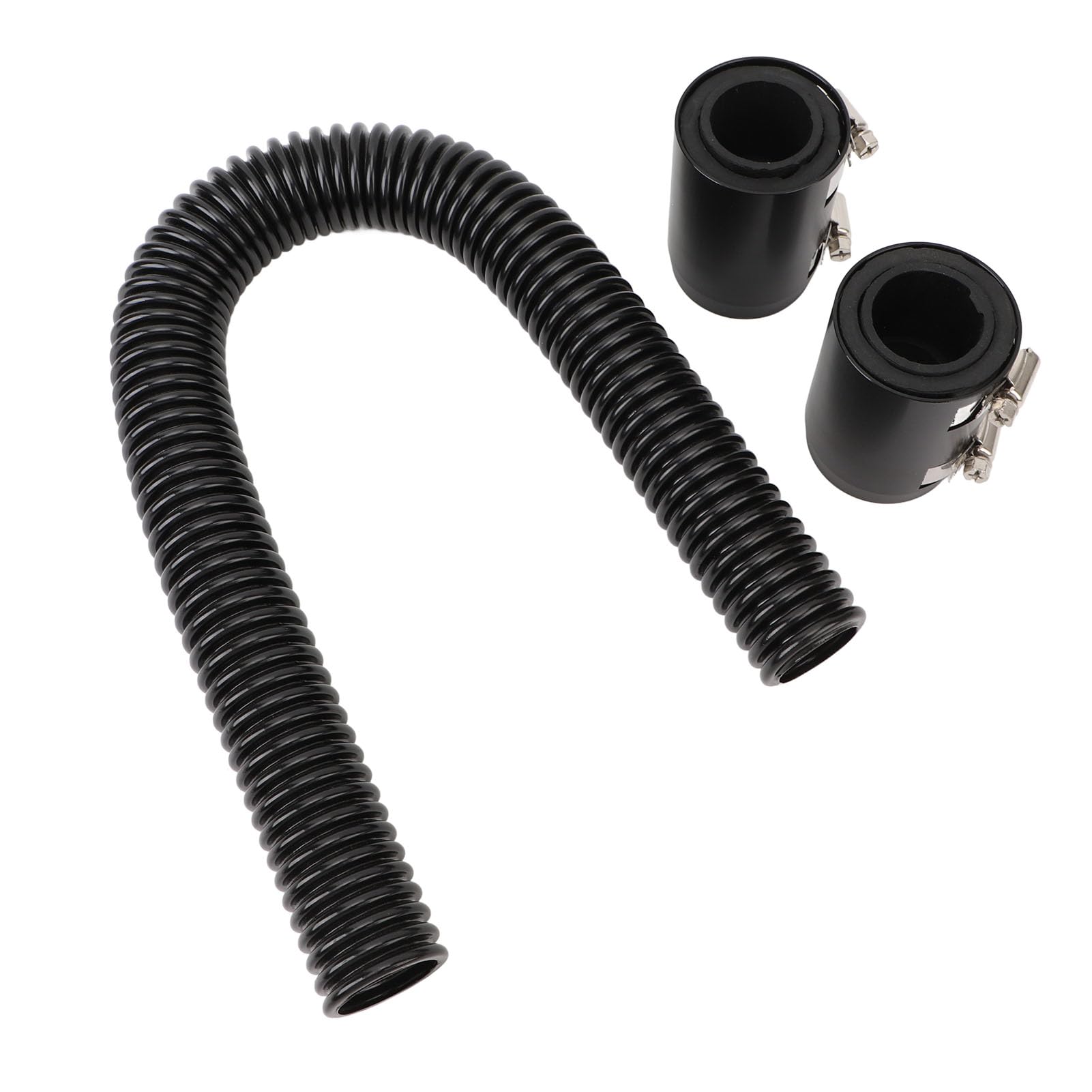 Radiator Hose 24in Stainless Steel Efficient Cooling Coolant Kit for 1‑1/4in 1‑1/2in 1‑3/4in 1‑5/8in Neck(Black)