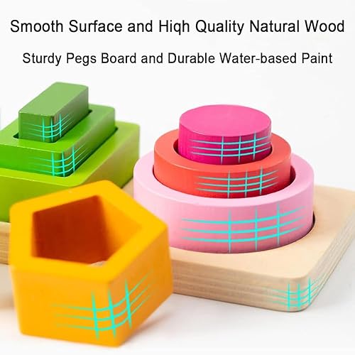Miniatura 3 de Popokeegoo Montessori Juguetes para niños y niñas, juguete apilable de madera para niños preescolares, apilador de reconocimiento de color,