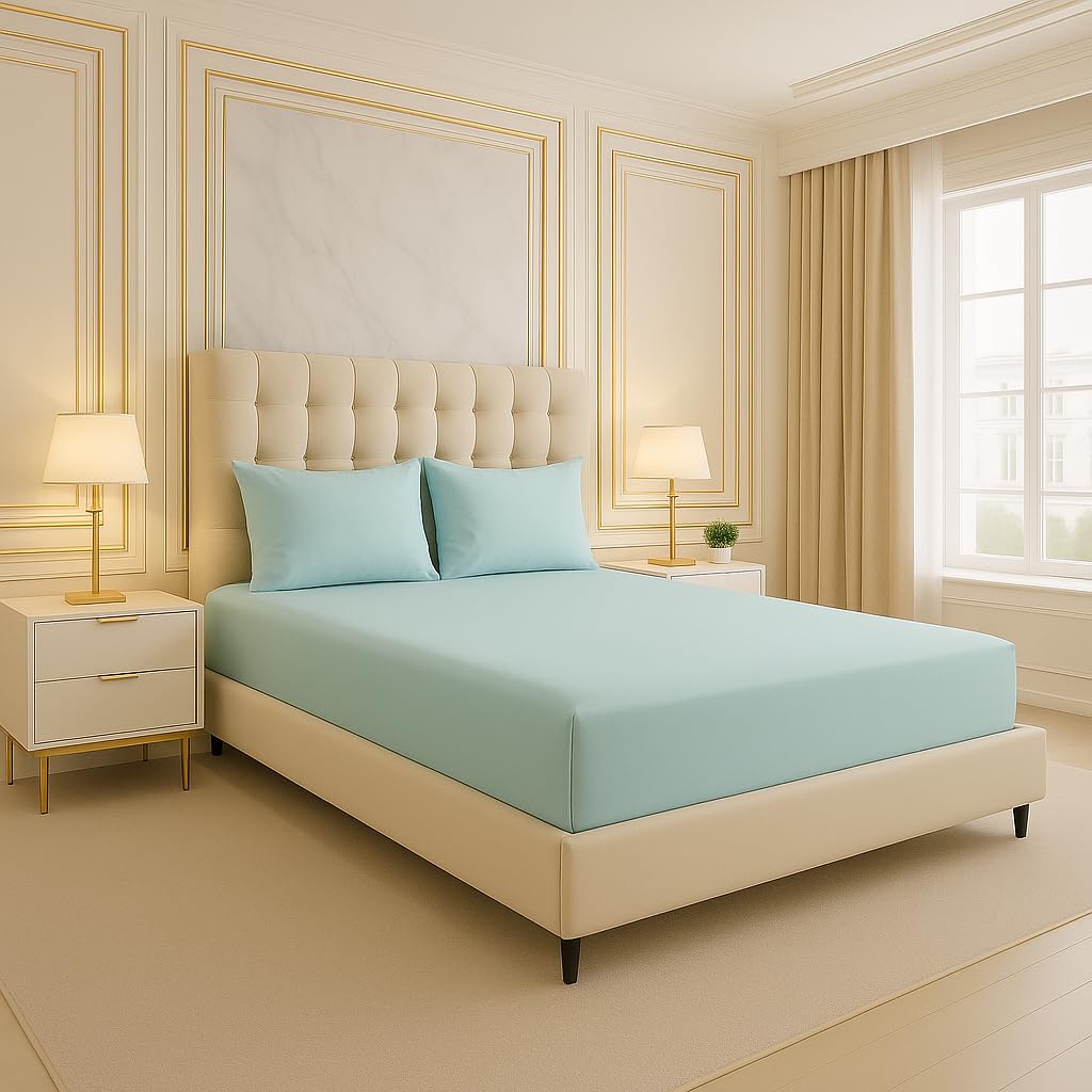 ARLINENS PLAIN DYED FITTED SHEETS IN FOLLOWING COLOURS AND SIZES (DOUBLE, DUCKEGG)