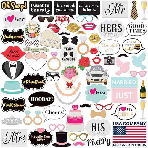 Wedding Photo Booth Props - 70 Pieces, Multicolored - Fun