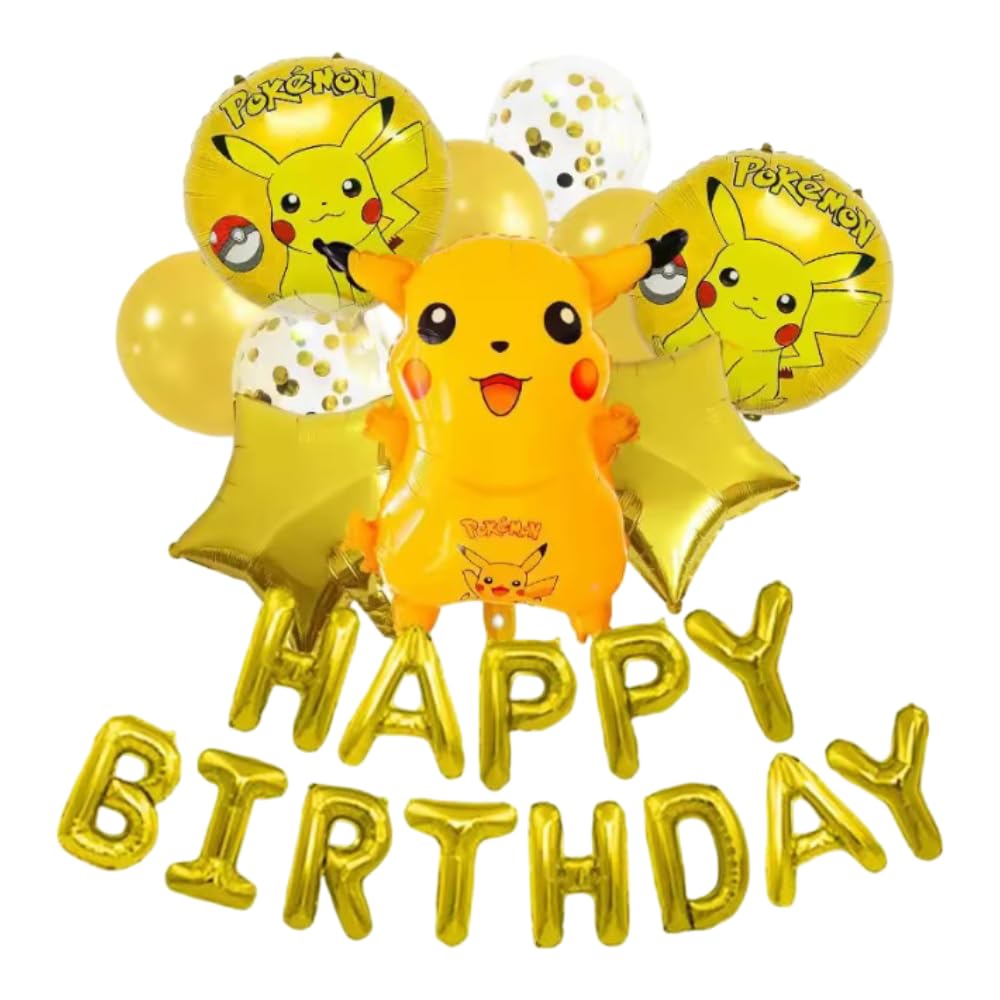 Pokemon 10 Balloons and 1 Foil Balloon Banner | Pikachu
