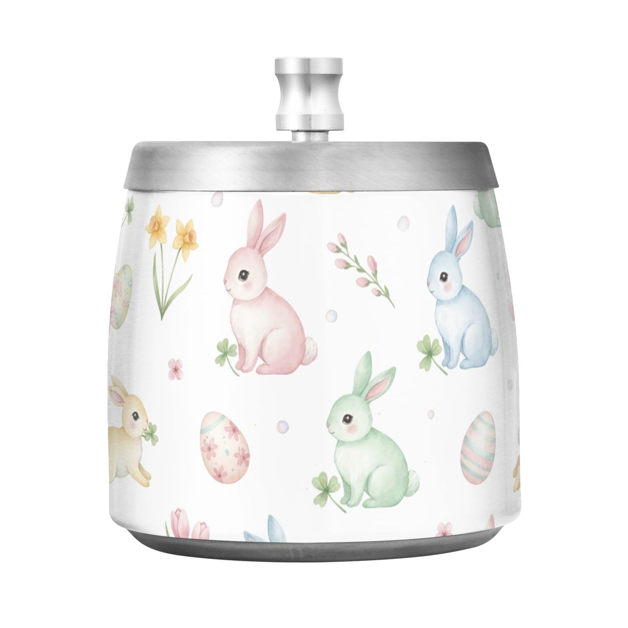 Kutsu Bunny Ashtray for Cigarette, Smokeless Odorless Ash Tray Stainless Steel for Home Office, Anti-Slip Ashtray with Lid for Outdoor Balcony