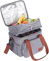 Bolsa Térmica Marmita Lancheira Grande Espaçosa Dois Compartimentos Alça Ajustável Unissex Lanches Trabalho Passeio praia piscina bebidas super discreta premium (cinza)