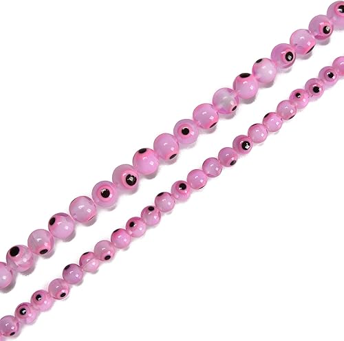 Miniatura 3 de JM Design Cuentas redondas lisas de cristal de mal de ojo, 0.394 in, 15.5 pulgadas, hebra para fabricación de joyas