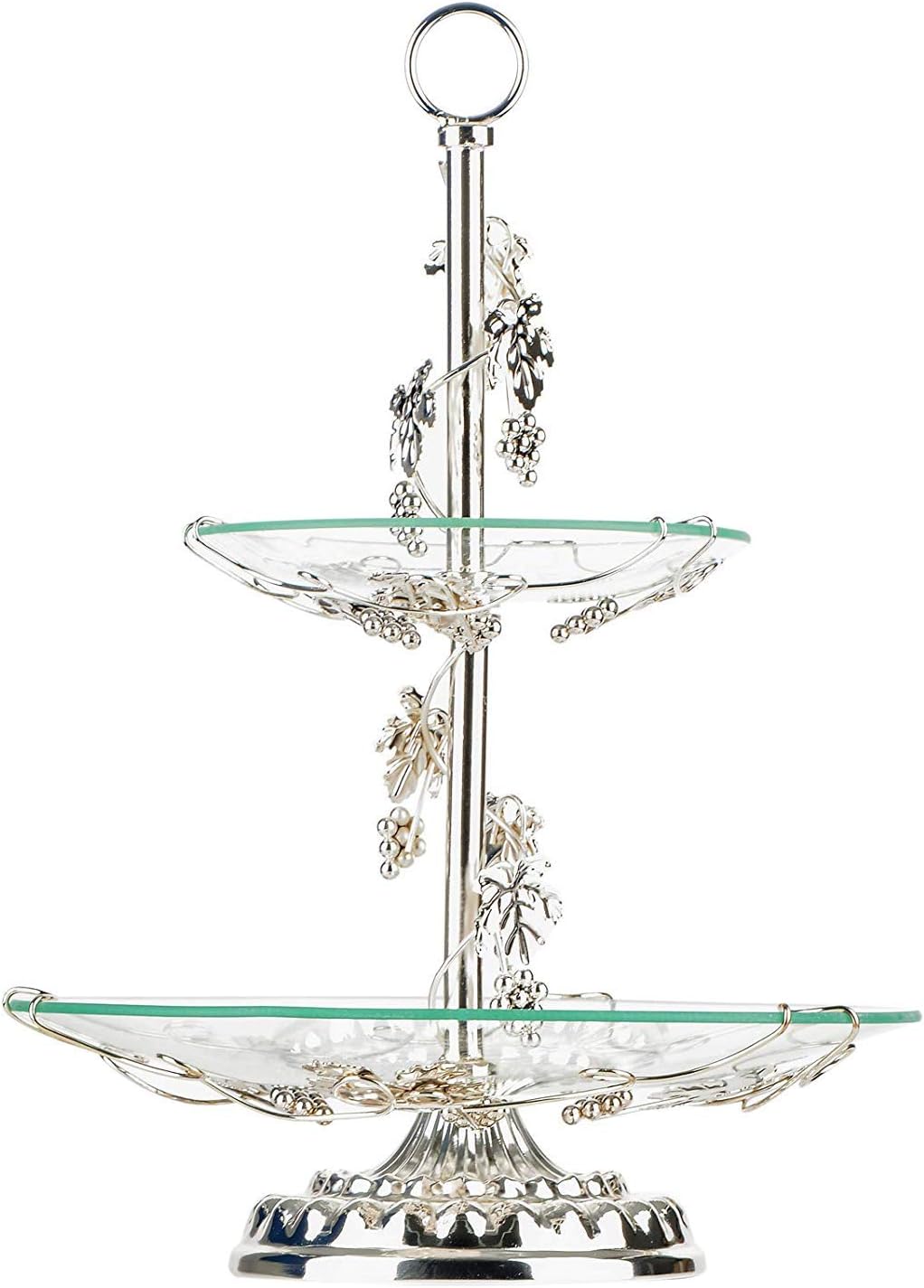 Cake Stands, 14 pcs Metal Crystal Cake Holder Cupcake Stands with Pendants and Beads Cake Stand Dessert, Wedding Birthday Dessert Cupcake Pedestal Display, Gold USA STOCK (1, Silver)