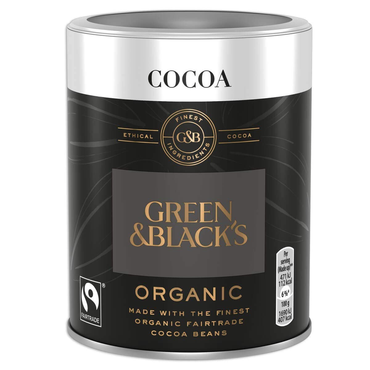 Green and Blacks Cocoa - Organic Fair Trade 100% cocoa powderSoil AssociationFairtrade InternationalSoil AssociationFairtrade InternationalFairtrade InternationalSoil AssociationFairtrade International