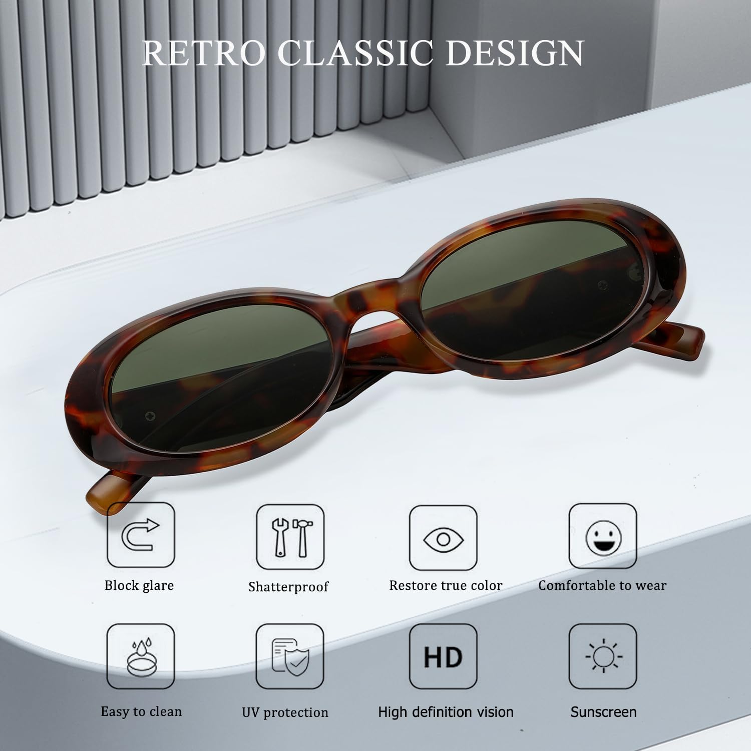 Retro Oval Sunglasses for Women Fashion Cat Eye Sun Glasses Ladies 90s Vintage Oval Shades - Image 6