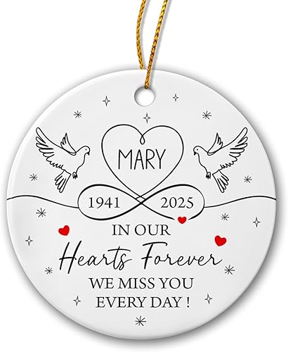 Miniatura 7 de Adorno de Navidad con texto en inglés "In Loving Memory of Loss Loved One, Your Life was A Blessing", adorno de cerámica conmemorativo personalizado