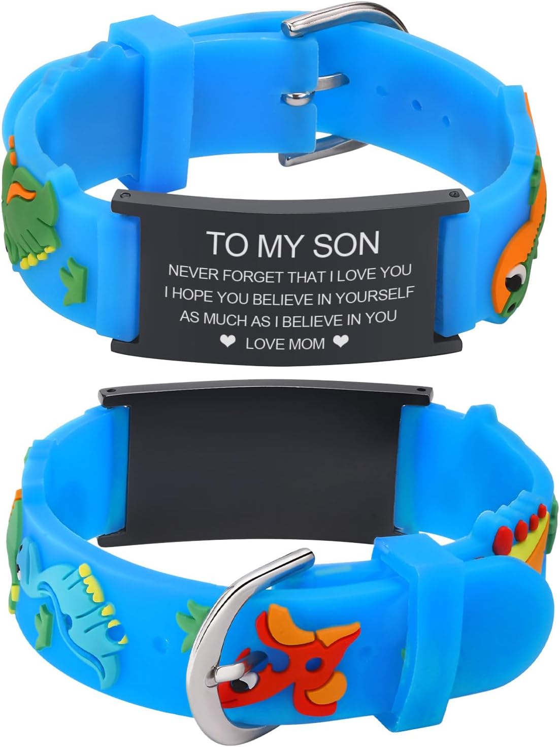 MEALGUET to My Son Bracelet Gift from Mom : Cute Always Remember You are Braver Inspirational Quote Silicone Cartoon Wristband Bracelet for Little Boys, for Kids from Mom Dad