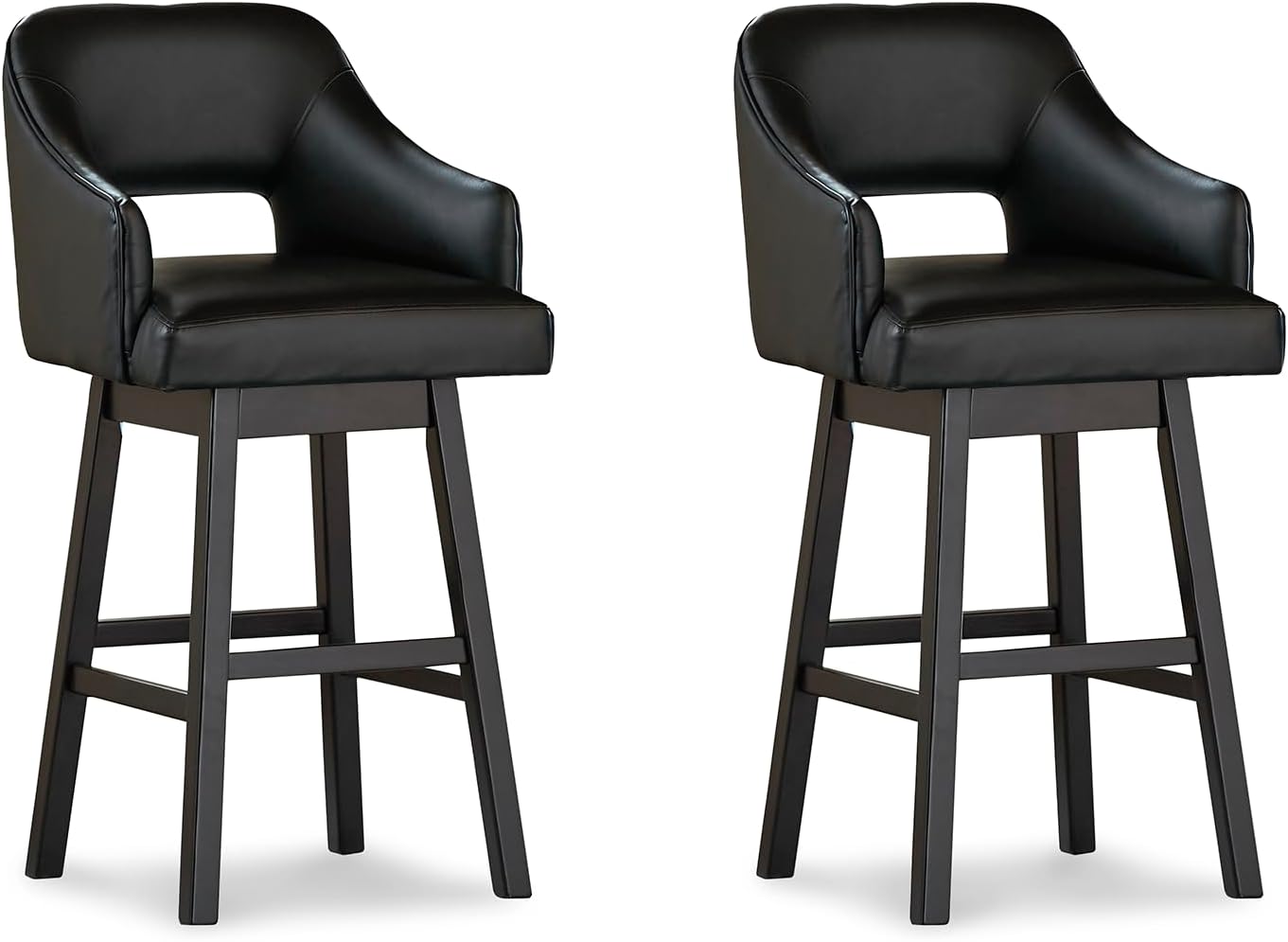 Signature Design by Ashley 31" Tallenger Modern Pub Height Upholstered Swivel Barstool 2 Count, Black & Dark Brown