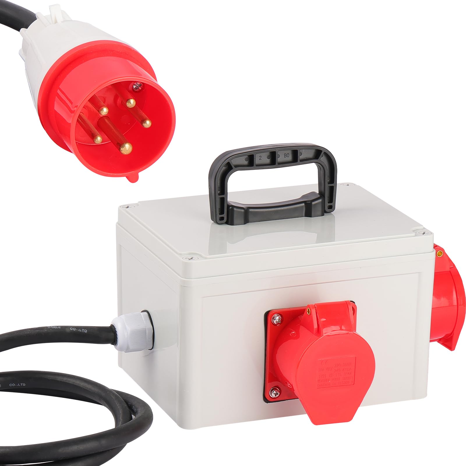 Adattatore CEE 16 A 3x400 V | Distributore di corrente ad alta tensione | Distributore di corrente per cantieri edili 16 A con spina IP44 | Distributore di corrente ad alta corrente
