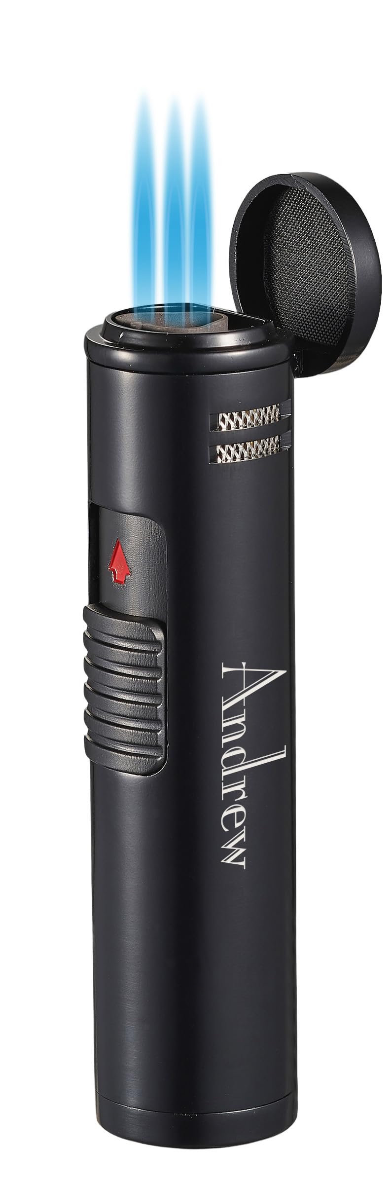 Personalized Visol Affordable Black Triple Flame Refillable Butane Gas Lighter, Multi Function, Pocket Sized Lighter with Free Engraving (Shipped Without Butane) (Cobra)