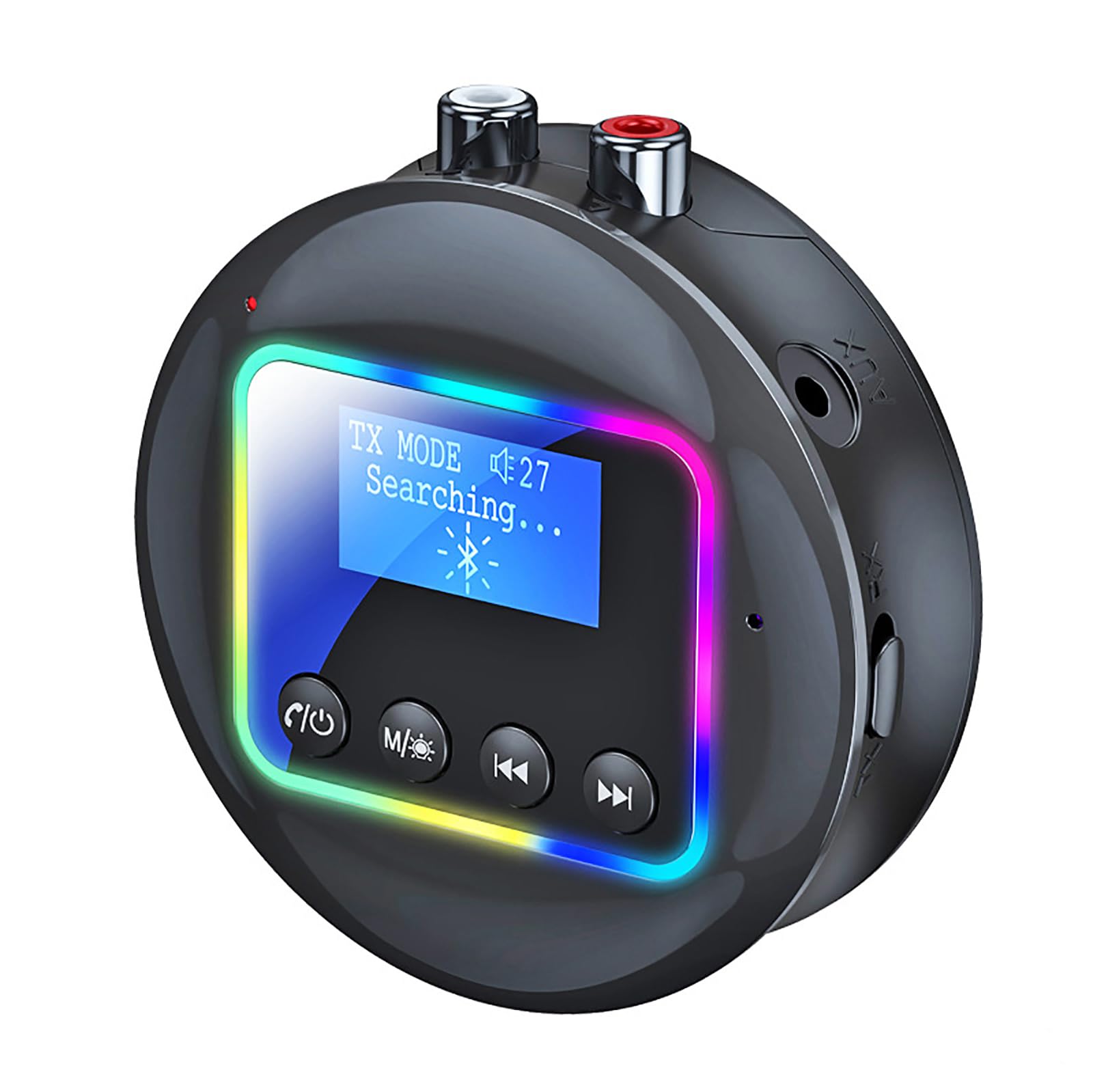 WYYHAA RGB Bluetooth 5.4 Audio Transmitter Receiver, 3-in-1 USB C Powered Wireless Audio Adapter with LCD Display AUX RCA Input for Car Speakers Home Stereo System