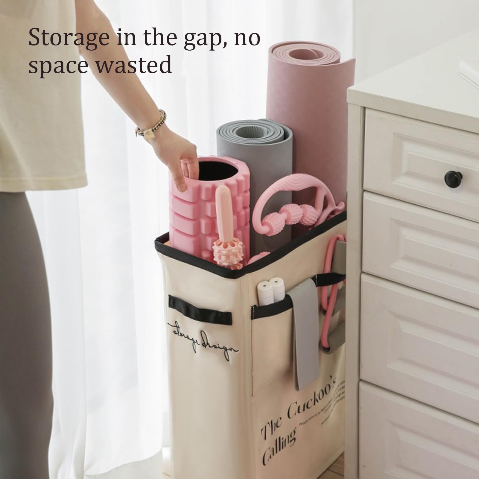 Cesto Porta Tappetino Yoga, Organizzatore Per Tappetini Da Yoga, Cesto Di Stoccaggio Per Angolo, Facile Da Pulire, Per La Casa, Supports Per accessoris Per Rulli In Schiuma, Fasce Di Resistenza