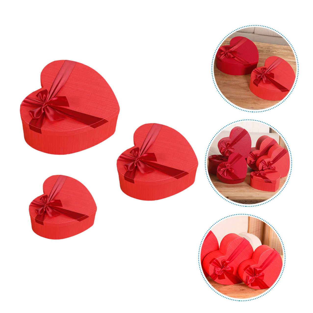 Abaodam 3 Stück Herzförmige Geschenkboxen aus Stabilem Material mit Satinband Aufbewahrungsboxen für Valentinstag Geburtstage und Hochzeitsdeko Flach Verpackbar und Wiederverwendbar