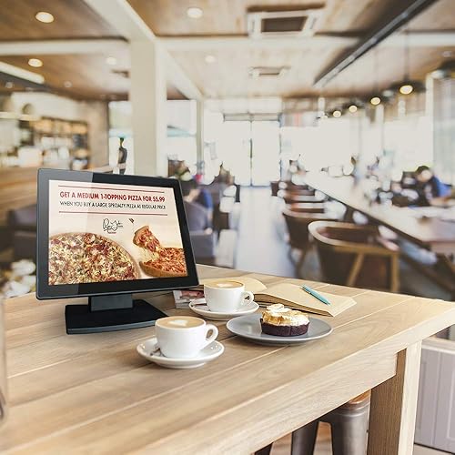 Miniatura 8 de Monitor táctil capacitivo multitáctil TFT LED de 12 pulgadas, diseño plano sin costuras con soporte ajustable para restaurantes minoristas, entradas