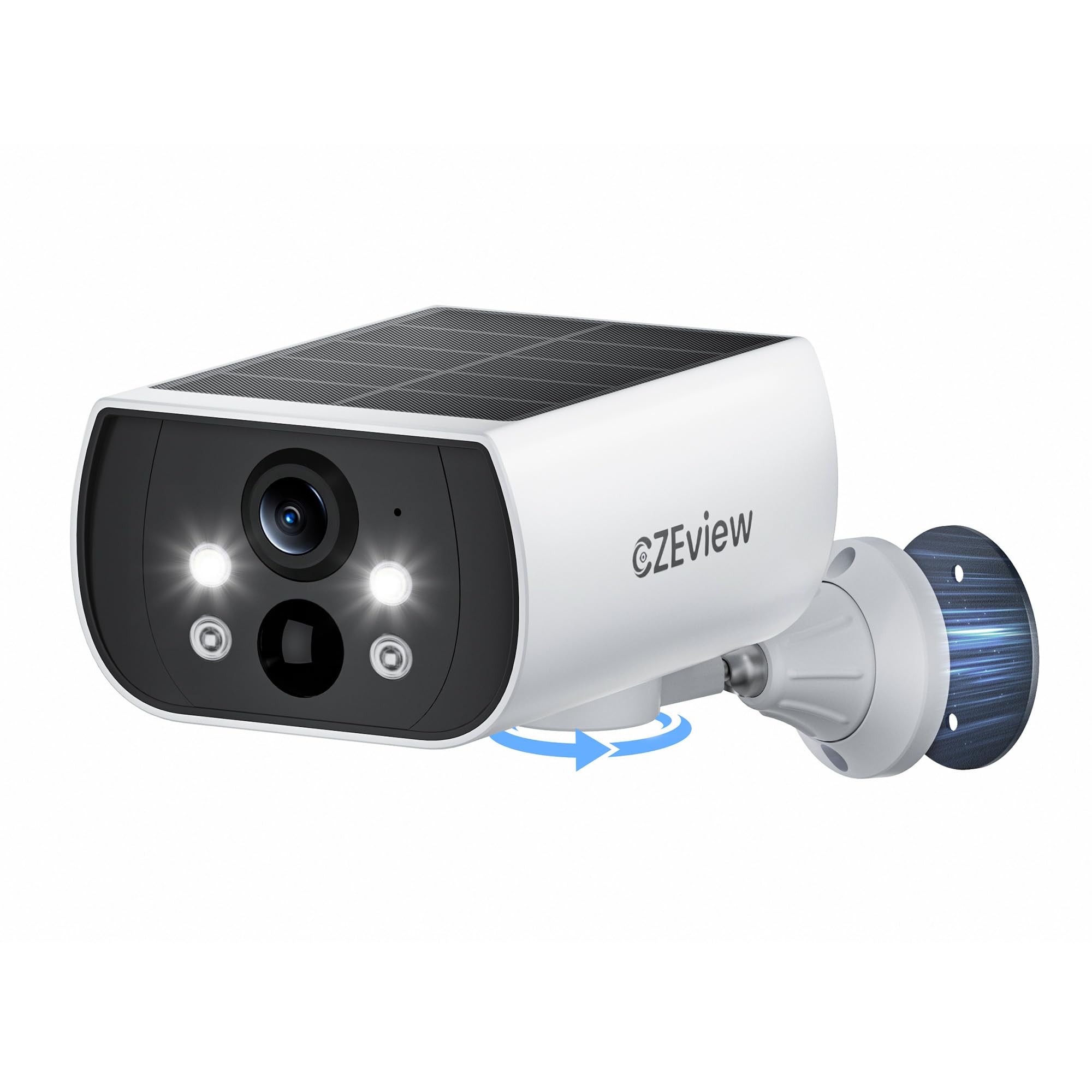 CZEview 5MP Überwachungskamera Aussen Akku, Magnetische Montage, Kabellose Solarkamera für Außen, 300° Horizontaler, 2,4GHz WLAN, Bewegungserkennung, 2-Wege Audio, Farbige Nachtsicht, IP65