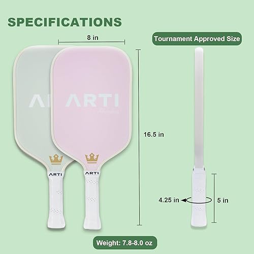 Miniatura 4 de ARTI Juego de 2 palas de pickleball aprobadas por USAPA, 2 raquetas de pickleball, 4 bolas y 1 bolsa de transporte portátil