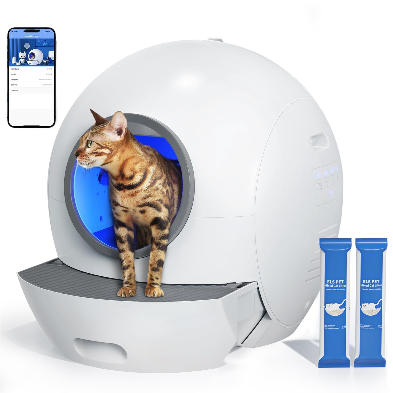 ELS PET 自動トイレ Amazon | 猫トイレ 自動 ELS PET 60L特大容量 スマート 自動猫