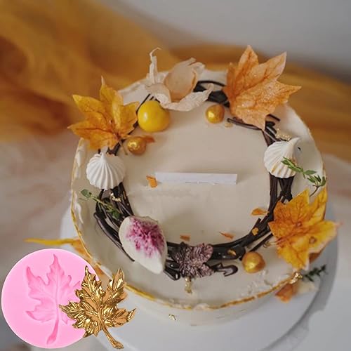 Miniatura 4 de Mujiang Molde de silicona con diseño de hojas de arce para decoración de pasteles, decoración de cupcakes, pasta de goma de mascar de chocolate y