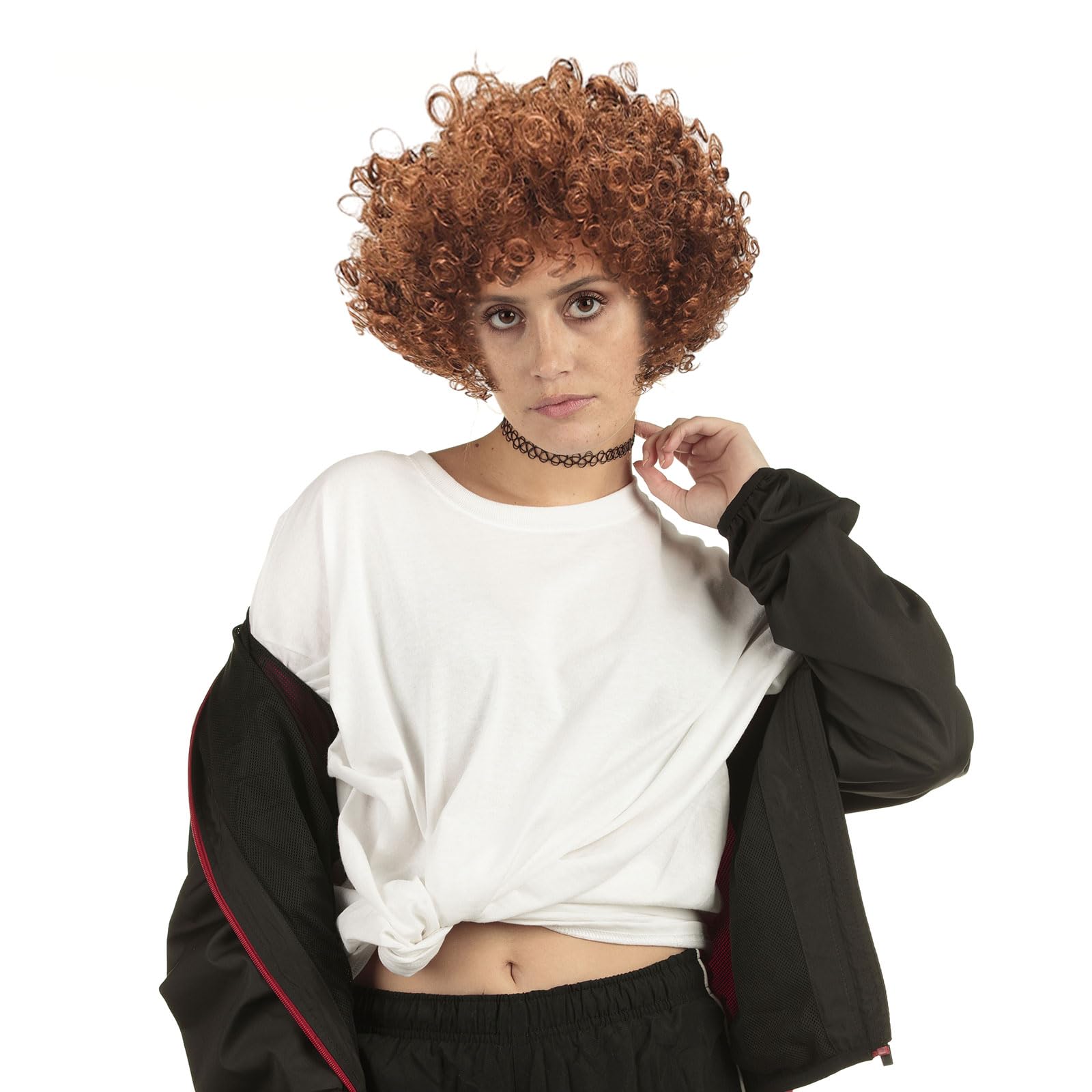EUPSIIU Brown Curly Wig for Women Girls Ladies Fancy Dress Wig Synthetic Hair Wigs, 80's Curly Hair Disco Hair Fancy Dress - Image 4