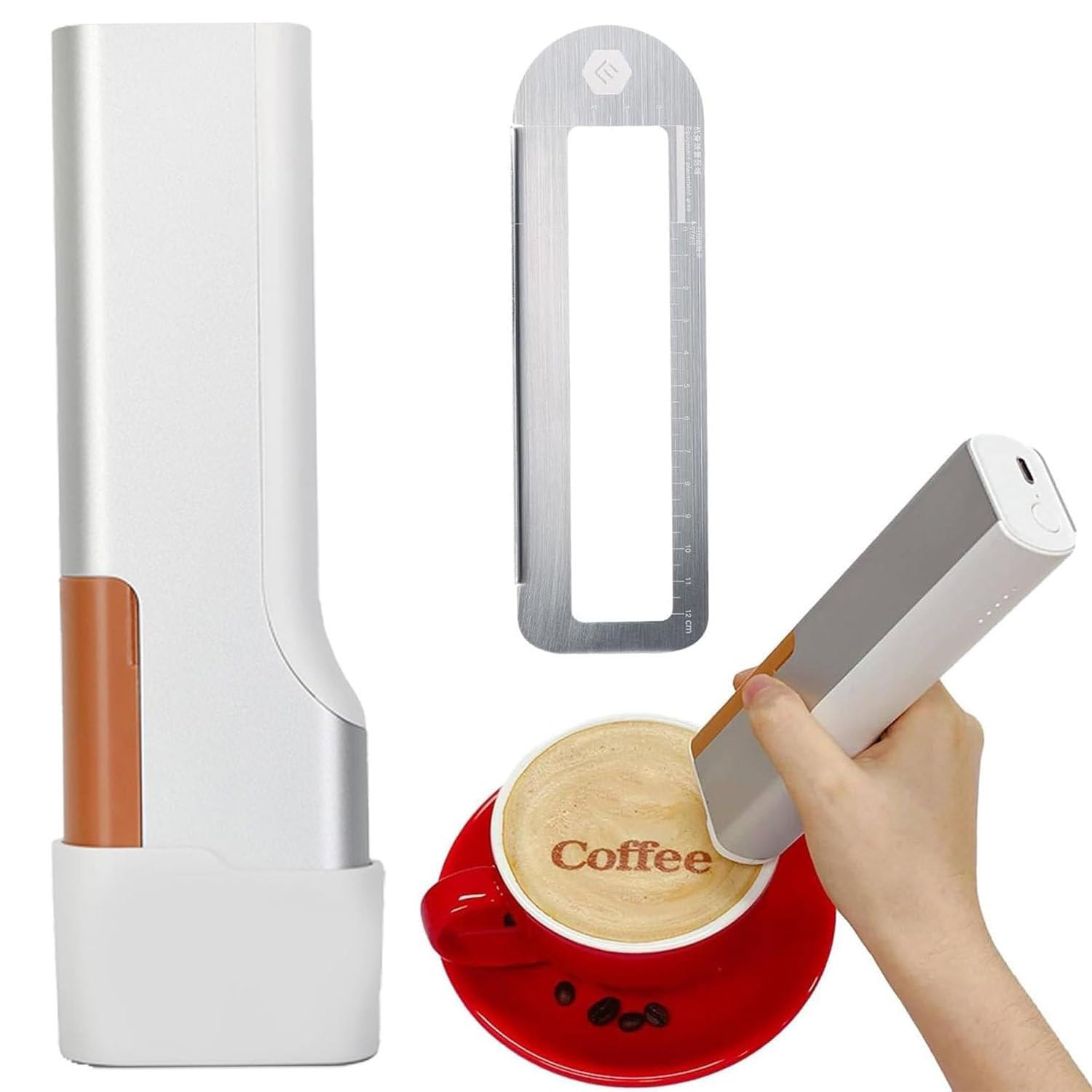 Stampante alimentare portatile per Latte Art, logo e decorazione di motivi personalizzati su torte, biscotti, pane e cioccolato
