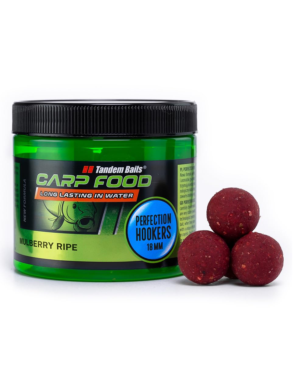 Tandem Baits Carp Food Perfecction Hookers Ripe Mulberry | Carp Fishing Hookbaits | Effortless Carp Fishing | Carp Fishing Bait | Carp Bait | Carp Fishing Accessories for Monster Fish 18mm 120g
