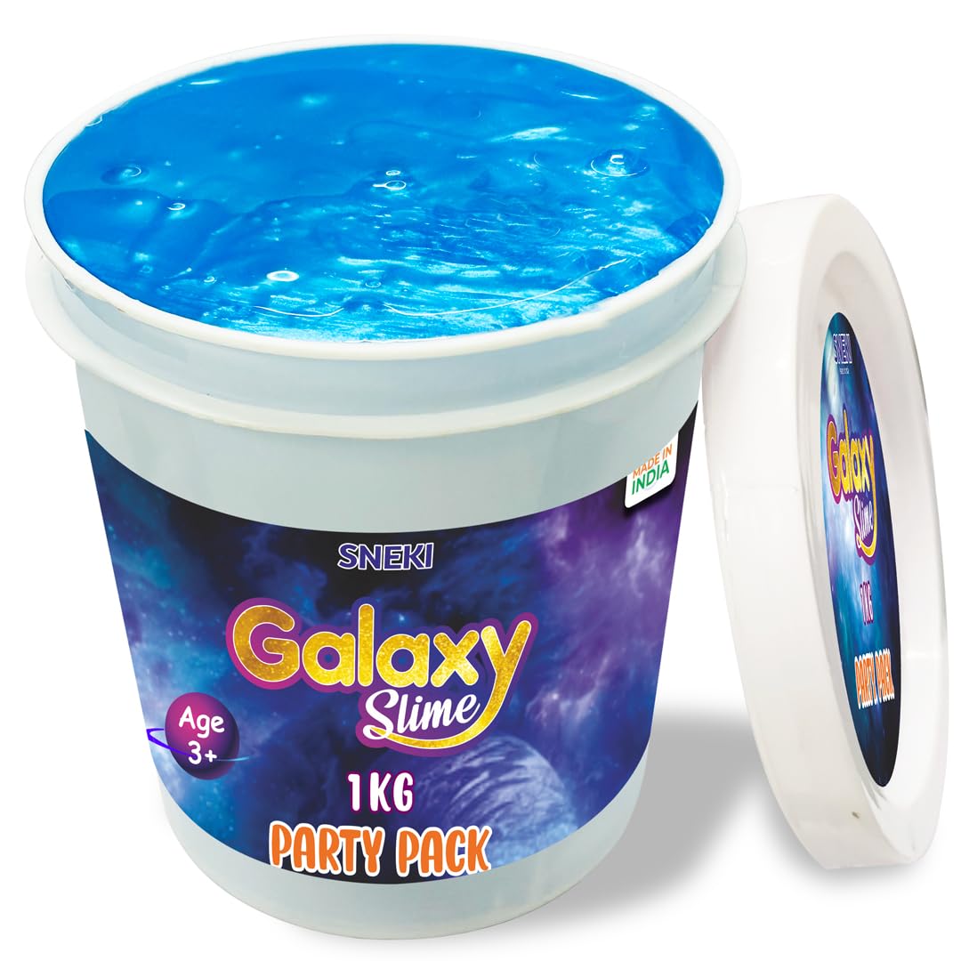 SNEKI (1 Kg) Blue Galaxy Slime for Kids DIY Fruit Scented Metallic Magic Toy Slimy Slime Gel Jelly Putty Art Toys Birthday Gift Box for Boys Girls 3 to 10 Years