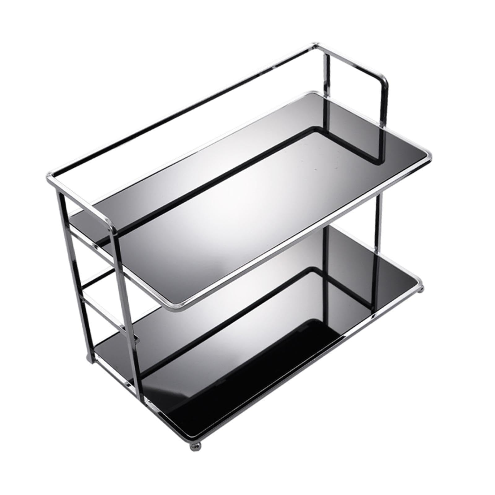 Yajuyi Organizer da Scrivania Portadocumenti Scaffale Bifacciale Porta Cosmetici Mensola Portaoggetti da Tavolo in Acrilico E Metallo Adatto per Studio, Nero