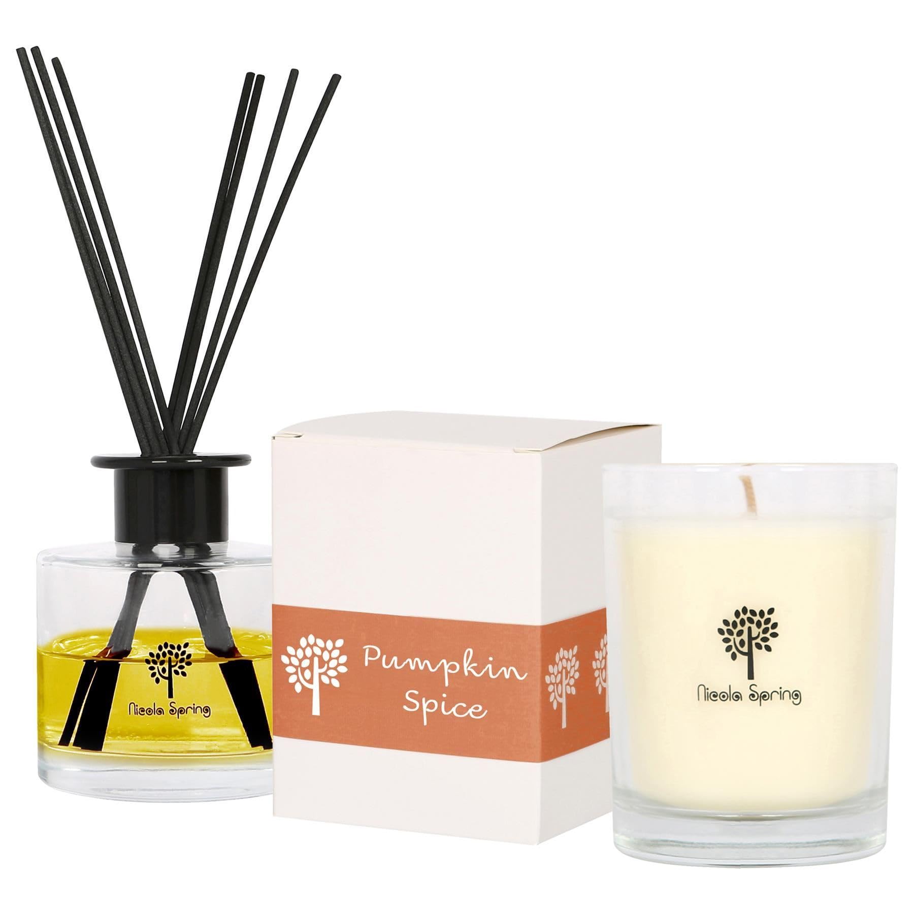 Nicola Spring Pumpkin Spice Scented Soy Wax Candle & Diffuser Set - 160g