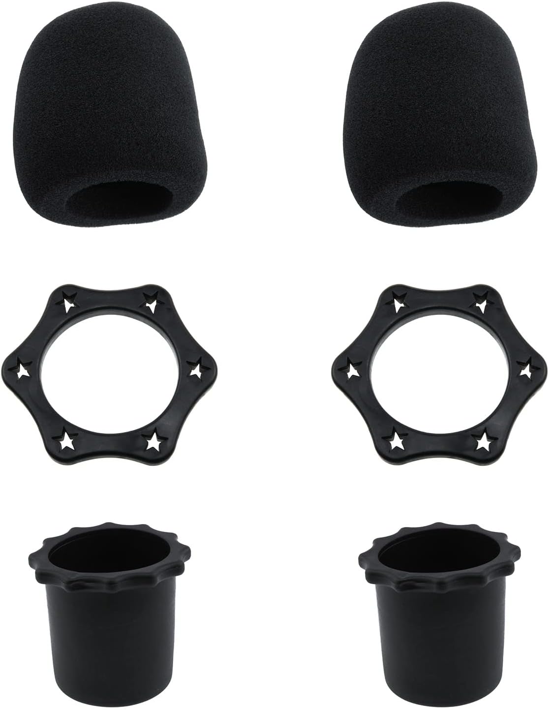 Haidong Anillo de protección de micrófono hexagonal Cubierta de micrófono Micrófono inferior Manga para cine en casa o KTV (negro) -2 juegos