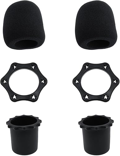 Haidong Anillo de protección de micrófono hexagonal Cubierta de micrófono Micrófono inferior Manga para cine en casa o KTV (negro) -2 juegos