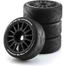 1/8 RC On Road Car Tires And Wheels Rims 17mm Hex 103mm Rubber Rally Tyres For 18 Scale RC On-Road Racing Car HPI WR8 HSP Hobao ARRMA Redcat Losi Kyosho VRX RC Rally Drift Car 4PCS Black A