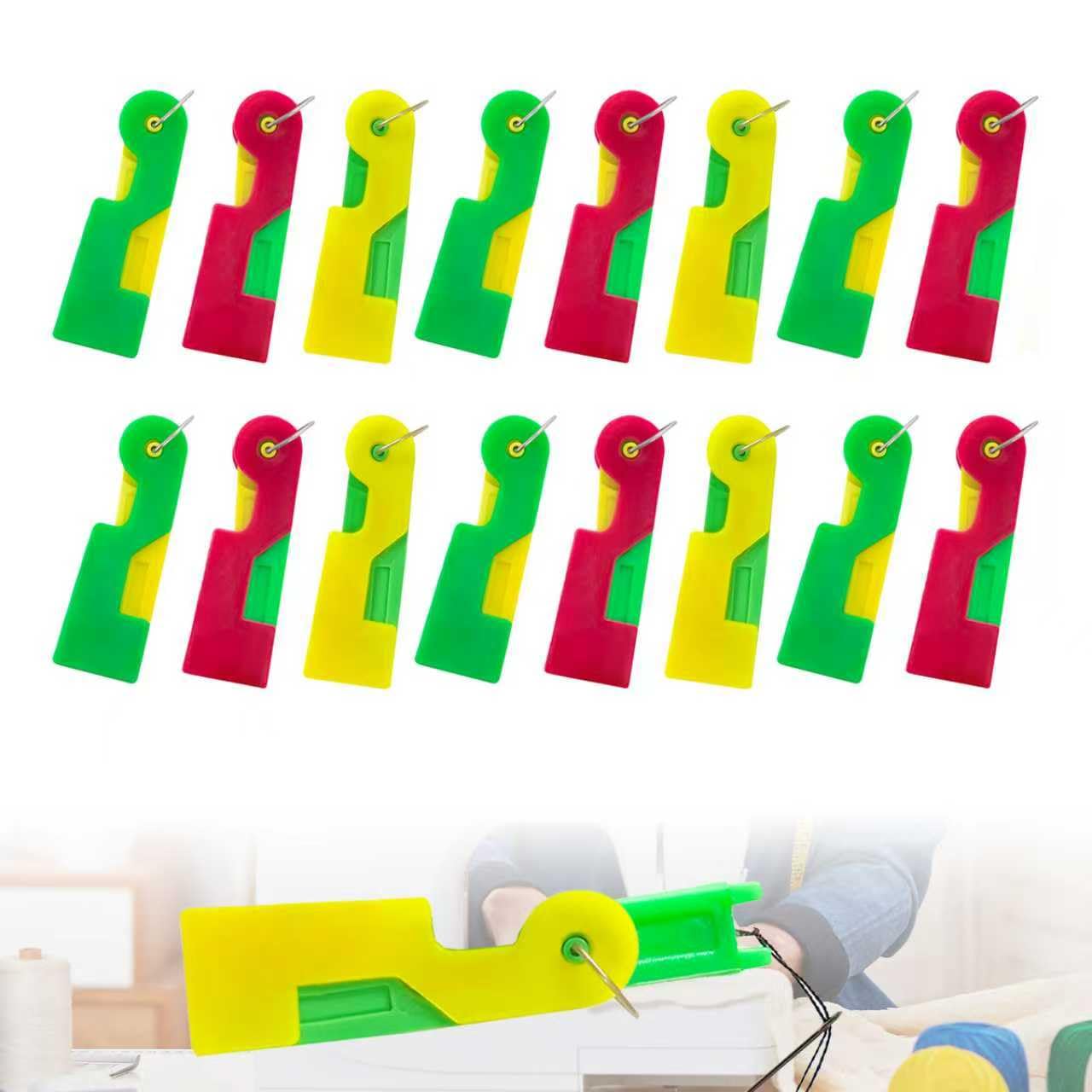 16 Stück Nadeleinfädler,Kunststoff Nähnadeln Einfädler，Einfädelhilfe für Nähnadeln Nähmaschinen Zubehör , Automatischer Einfädler Nadel Threading Tool für Handnähen und Nähmaschinen (Zufällige Farbe)