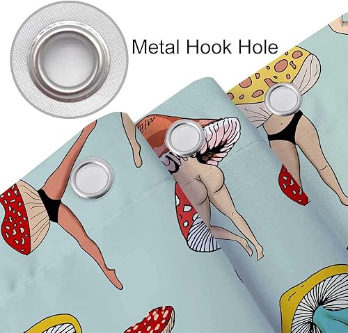 Miniatura 6 de Divertida cortina de ducha con trasero de hongo, divertida y sexy, de los años 70 y 80, cortinas de ducha de tela para baño, hippie, psicodélico,