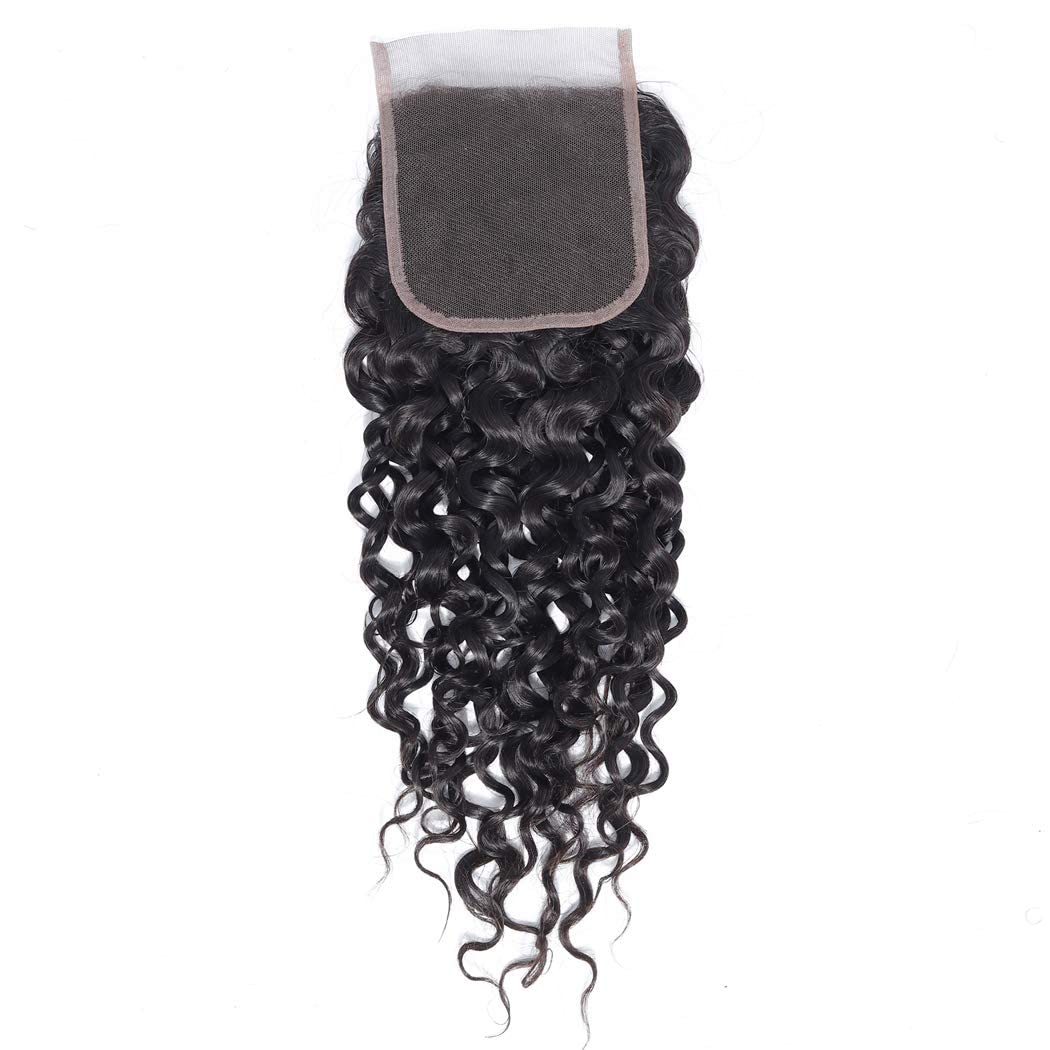 Deep Curly Wave Lace Closure Human Hair 4x4 HD Lace Closure 20inch Unprocessed Brazilian Free Part Closure Virgin Human Hair Extensions for Women Pre Plucked Natural Black - Image 3