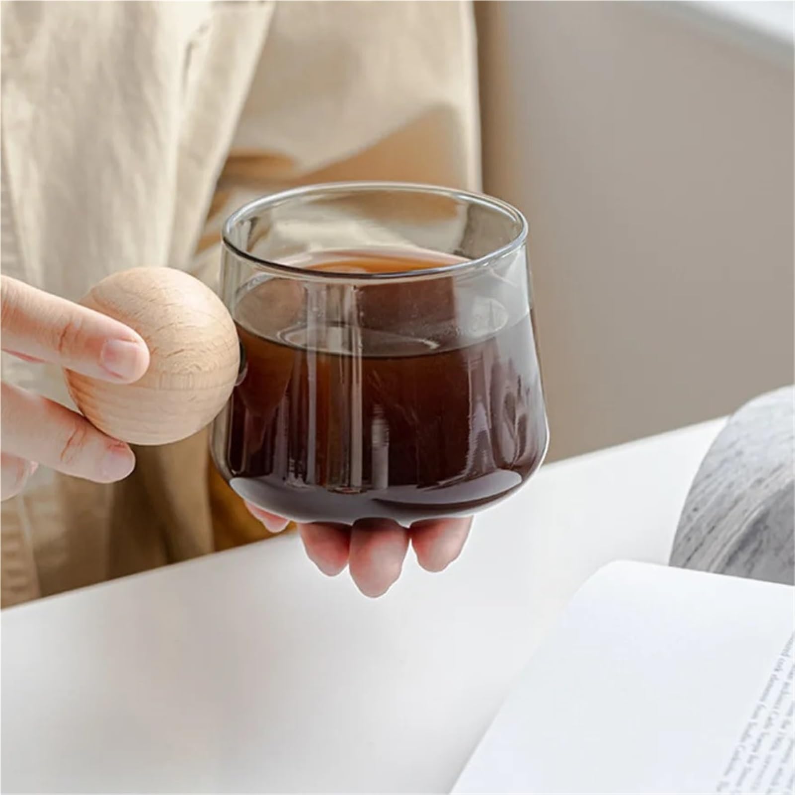 Tasse à café en verre léger de 280 ml avec filtre pour fabrication de thé, décoration de table de l'après-midi (noir)