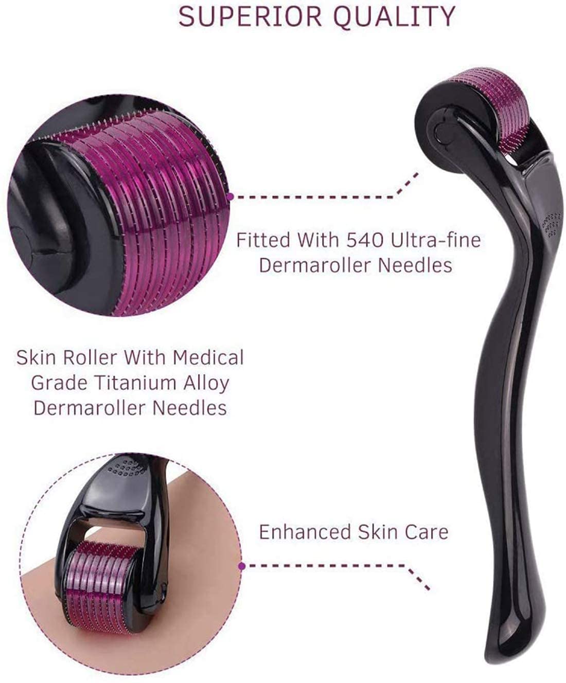 Revin Enterprise Derma Roller 0.5mm For Face Acne Scars Remover, 540 Titanium Alloy Needles For Anti-aging (0.5mm, 1.00) 2